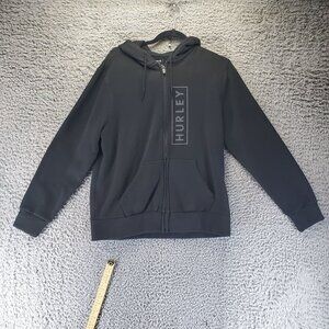Hurley Shirt Mens Medium Black Full Zip Kangaroo Pocket Hoodie